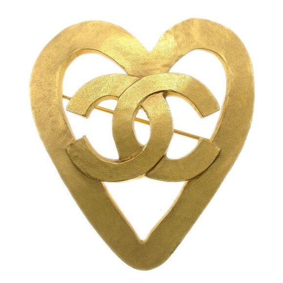 Chanel Heart Brooch Gold 95P - Picture 1 of 5